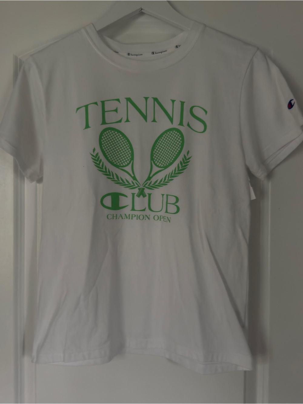 Champion Tennis Club Graphic T-Shirt Women’s Small White Green Preppy
